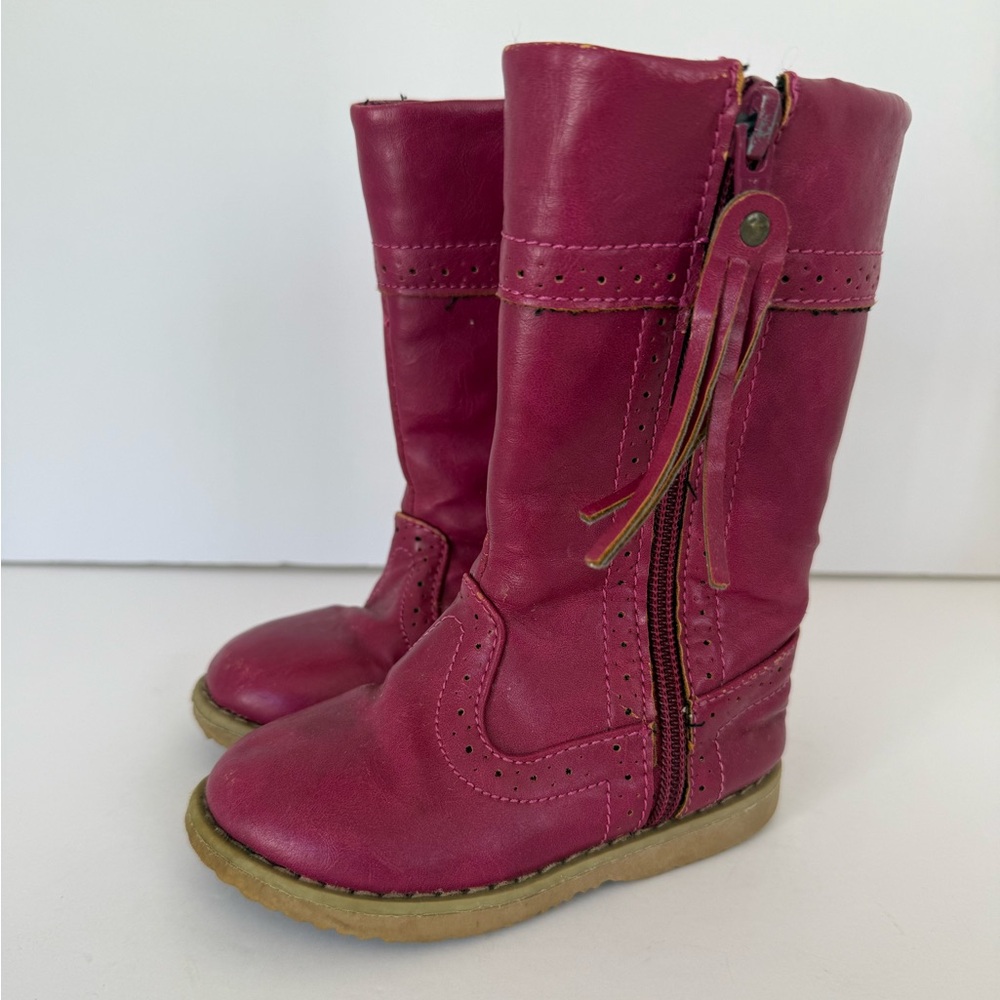 Cynthia Rowley Kids Fuchsia Faux Leather Zip Boots - Toddler Size 6